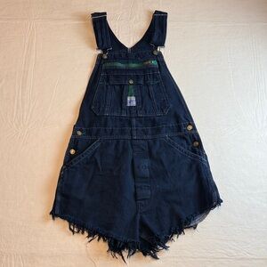 Liberty Women's Dark Denim Bib Shortalls Frayed Hem Size M